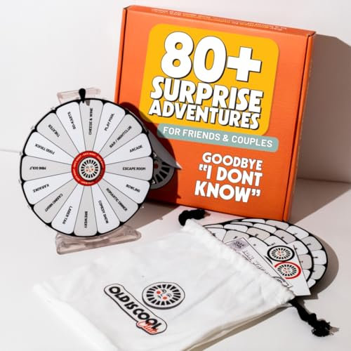 IDK Wheel - Instant Decision Kit Spinner für Paare & Freunde, 80 Sofortideen für Dates, Essen, Herausforderungen & Ziele, für Jubiläen und Geburtstage! (Adventure Pack)