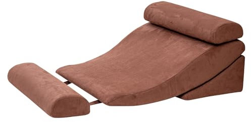 YXXSDP Keilkissen Bett Lesekissen Wedge Pillow Set Mit Maschinenwaschbarem Bezug, Home Life Dreieckskissen Mit Kopfstütze Zum Schlafen Lesen Ausruhen, Rücken/Bein/Knie/Schulter/Nackenstütze(Brown)