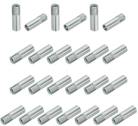 PATIKIL Ancoraggi a Espansione M6, 25 Pezzi Zincati Acciaio al Carbonio Solidi Rigati per Calcestruzzo, Bulloni a Espansione Interna vigoriata per Calcestruzzo Solido e Argento