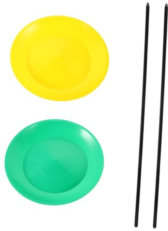 MAJORMENCH Kit Jonglerie avec 2 Plaques Tournantes en Plastique et Petits Bâtons de Jonglage, Jeu de Jonglage D'adresse Facile à Apprendre pour Spectacles Artistiques Élégants