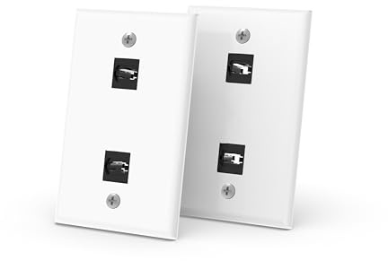 RUIPRO 2-pack Keystone väggplatta, väggplatta med en gäng, 8K HDMI-kopplare, nyckelsten (2-port-2P)