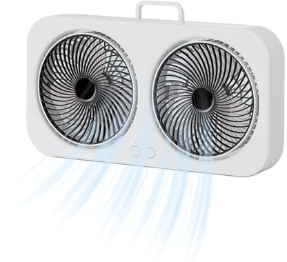Generico Ventilador de mesa – Enfriador de aire con doble cabeza | Potente ventilador USB recargable colgante para interiores exteriores dormitorio camping