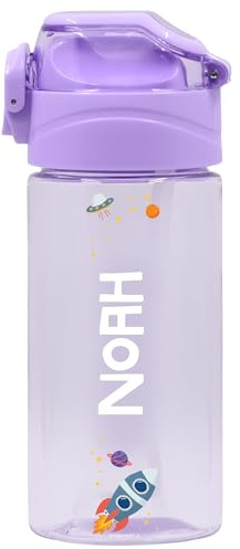 Stellasticker - Borraccia Personalizzata per Bambini con nome e un’icona - Ideale fuori casa, in gita, a scuola. Senza BPA. Lavabile in lavastoviglie, spazzola inclusa. 450 ml. (Lavanda)