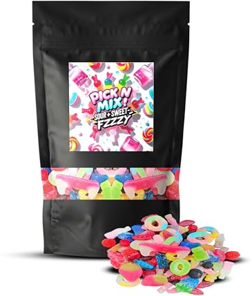 SKVDNTRADE8 Pick and Mix Sweets 500g Bag | 20+ Fizzy Gummy Retro Sour Candy Selection | Resealable Bulk Sweets Gift Bag | Letterbox Friendly Sweet Hamper | Kids Adults Treats(Assorted Pick & Mix)