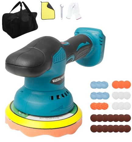Trådlös bilpoleringsmaskin för Makita, borstlös 15 cm bil poleringsset, 8 variabla hastigheter, 5 500 varv/min excenterpolering för bildetaljer, vaxning repborttagning (utan batteri)