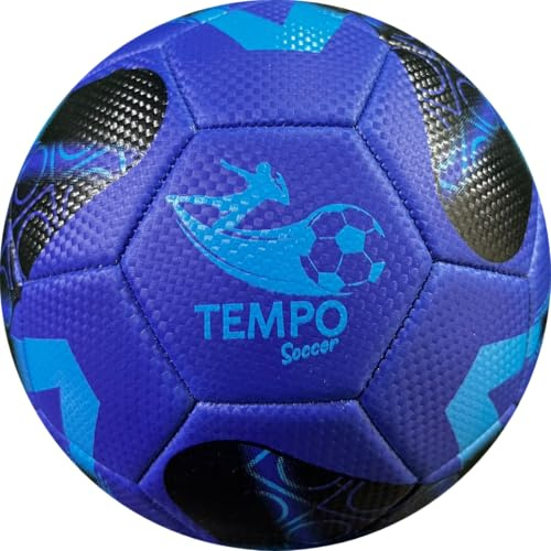 MONDOGIOCHI Pallone da Calcio Cucito Misura Regolare N.5 Ufficiale, ideale per Gioco Amatoriale outdoor, Pallone in PU, Palla Calcio per Bambini e Adulti, Design Neroazzurro (TS-6200)