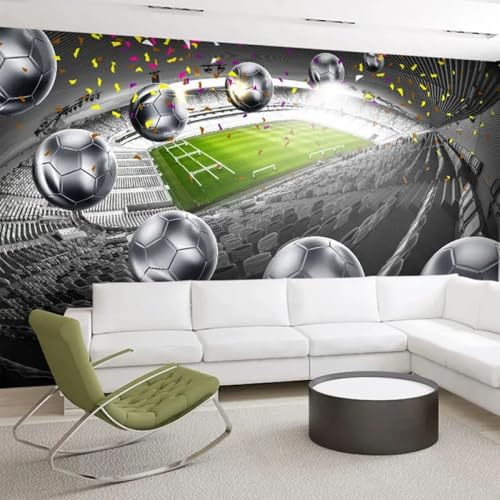 Kitquiver Wall Mural 3D Football Field Wallpaper Mural Photo Print Optical Illusion Wall Art Print Decoration Poster 250x175cm