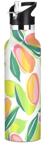 Elegant Almonds Neon Ash Pink Green Leak Proof & BPA Free Reusable Water Bottle With Straws Leak-proof Double Wall Vacuum Insulated Bottles for Travel and Sports bote de agua para el gym