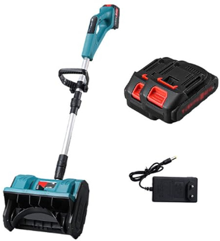 ENWYTE Spazzaneve elettrico 1000W 21V Macchina Sgombraneve senza fili pieghevole elettrico alimentato a batteria 8M distanza di lancio leggero con maniglia regolabile(2 batteries)