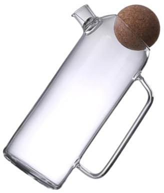 TOYANDONA Jarra de Vidrio Transparente con Tapón de Corcho Tetera de Grueso para Infusiones y Agua Fría para Uso Doméstico