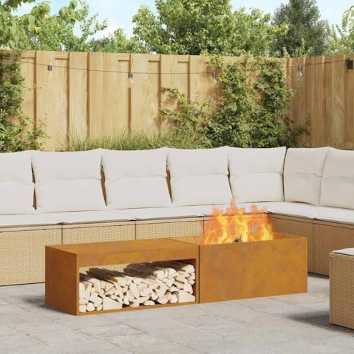 Tischkamin Kaminofen ﻿Kaminfeuer Feuerhaken,Feuerstelle Braun 160 x 45 x 35 cm Stahl,Für Lagerfeuer Im Garten Oder Auf Der Terrasse,Vielseitig Einsetzbar