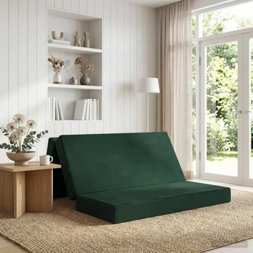 Zentexion Fällbar soffa säng mörkgrön, 140 x 67 x 45 cm sammetstyg, 2-i-1 soffa och sömn, vikbar gästsäng för sovrum och vardagsrum
