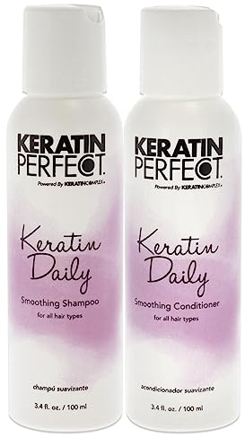 Keratin Perfect - Keratin Daily Duo - Glättendes Shampoo und Spülung - Für alle Haartypen - Reduziert Hitzeschäden - Verbessert die Fülle - 3,4 oz/100 ml x 2