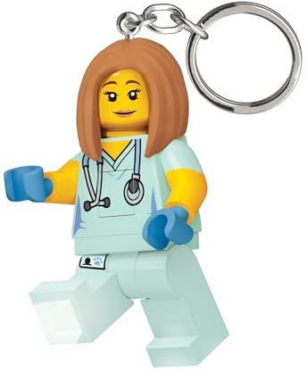 LEGO Iconic Enfermera Nurse Llavero Linterna LED Juguetes de regalo para niños - Figura de 76 mm de altura (KE156H) - 2 pilas CR2025 incluidas