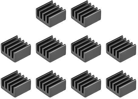 sourcing map 5x9x9mm Black Aluminum Heatsink Self Adhesive Pad Cooler for Cooling 3D Printers 10Pcs