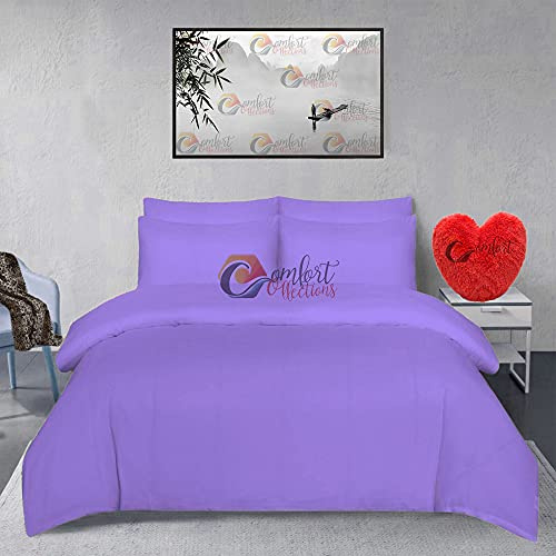 Comfort Collections Brushed 100% Cotton Flannel Flannelette Plain Duvet Quilt Cover Bedding Set Lilac Double 200cm x 200cm Approximate