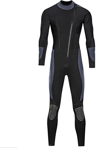Herr våtdräkt, ultra stretch 5 mm neopren en del varm solskydd våtdräkt dragkedja fram för vattensport badkläder långärmad, för simning/snorkling/dykning/surfing/dykning, Svart, 3XL