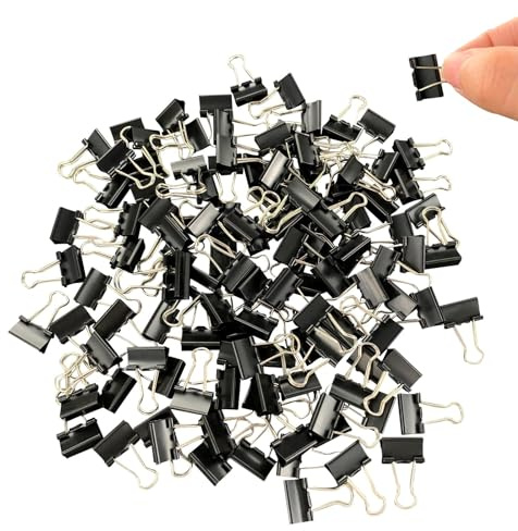 Ykimok 120Pcs Mini Binder Clips, 5/8 inch(15mm), Paper Clamps Small Size for Office Supplies, Black