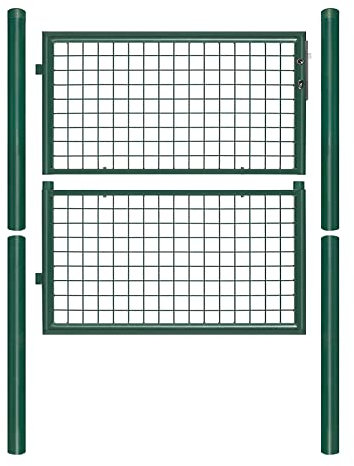 Randaco Cancello da Giardino in Acciaio Zincato, 100x100cm Verde in Metallo galvanizzato Cancello con serratura, Maniglia e 3 chiave, Robusto e Durevole Una Facile Installazione