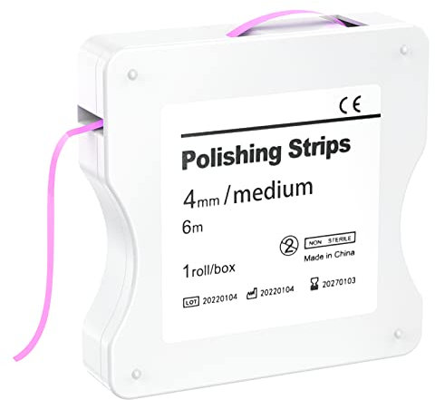 AISEELY Strisce Sbiancanti Denti, Sbiancante Denti di Strisce per Lucidatura Dentale, 1pcs 6m/Rotoli/Scatola di Carta Vetrata per Pulizia Denti, 4mm di Spessore Sbiancante Denti Professionale Kit