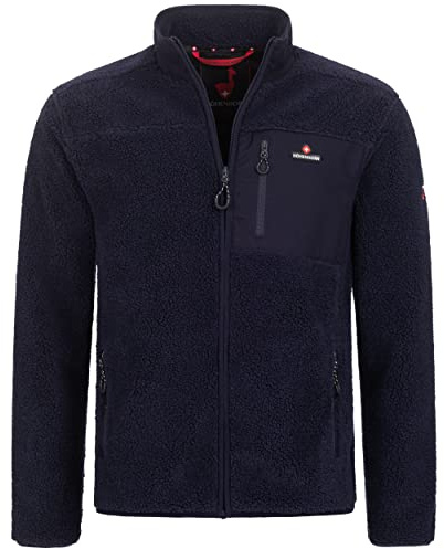 Höhenhorn Birkkar Fleecejacka för män Teddy Fleece Fodrad Vinterjacka, Mörkblå, M