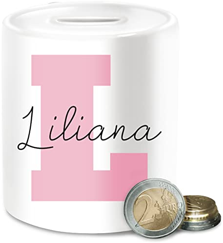 Spardose - Buchstaben - Anfangsbuchstabe mit Name Geschenkideen I Geschenk mit Initialen personalisiert - Unisize - Weiß - trinkgeldkasse Buchstabe gelddose trinkgeldkaasse personalisierte
