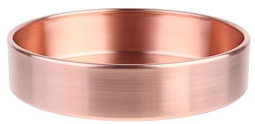 EXCEART 14cm Nordic Style Pure Copper Jewelry Tray Round Decorative Jewelry Storage Plate Brass Organizer for Desktop Accessories Storage
