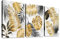 3 Pcs Stampa su tela con cornice Foglie d'oro in marmo Botanico Pittura Quadri Moderni Poster da parete Camera da letto Soggiorno Decorazioni Pronto da appendere 90x40cm(12x16x3pcs)