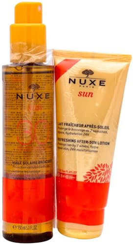 Nuxe Sun Huile Solaire Bronzante Visage et Corps SPF30 150 ml + Lait Fraîcheur Après-Soleil Visage et Corps 100 ml Offert