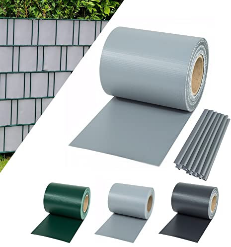 Sichtschutzstreifen Zaun 50 m x 19 cm inkl.30 Clips, Sichtschutz Zaunfolie PVC Sichtschutzstreifen Doppelstabmatten für Gartenzaun, Balkon/Diverse Farben