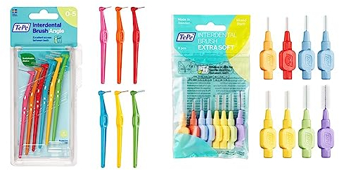 TePe Angle Interdentalbürsten gemischt (ISO Größe 0-5: 0,4-0 & Interdentalbürsten Extra Soft gemischt (ISO Größe 1-6: 0,16438