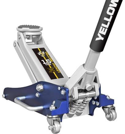 YELLOW JACKET Floor Jack 1.5 Ton Hydraulic Low Profile Aluminum and Steel Car Jack Lightweight Service Jack with Quick Lift Dual Pump, 3300 lbs Capacity