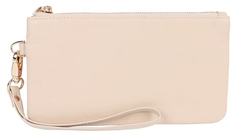 Jiusely Wristlet Bags for Women, Genuine Leather Wristlet Clutch, Zip Purse Wallet with Strap, Cell Phone Purse for Shopping, Walking, Holiday