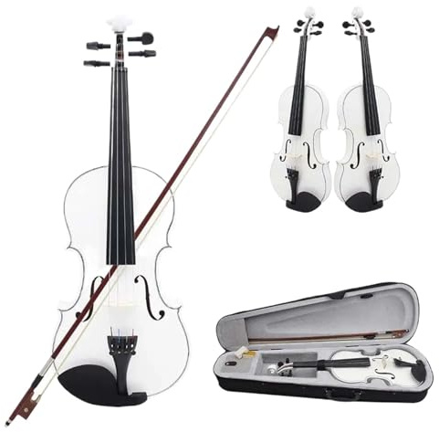strumento violino Violino Acustico 4/4 Per Principianti Violino In Legno Massello Colorato Con Custodia Per Trasporto Strumento A Corde Con Scatola Per Violino (Color : White)