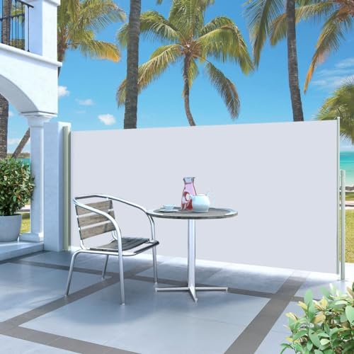 XNZJHPP Einziehbare Seitenmarkise für die Terrasse, 140 x 300 cm, Creme, für den Außenbereich