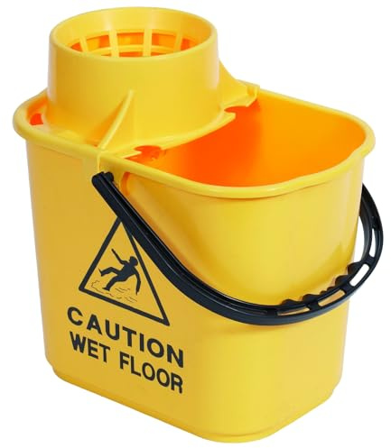 Woobroo Cubo Combi con escurridor, portátil, Plegable, Comercial, para Limpieza de Limpieza, Bueno como Lavado de Coche y fregona Resistente (15 L, Amarillo)
