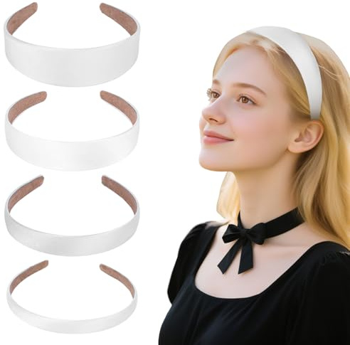 6 Stück Haarreifen Damen Breit, Haarreif mit Klammern Headband Haarreif Damen Hinterkopf Breit Haareifen Breite DIY Haar Reifen Haarband Mädchen Headbands Frau (Weiß)