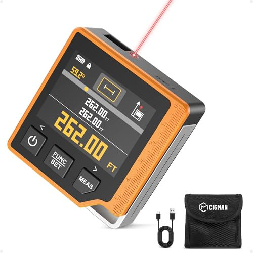 CIGMAN Digital Laser Tape Measure, 80M Laser Measure Device with LCD Backlit, Laser Point, Tilt angle measurement, M/In/Ft Unit Switch, Elect Level Bubble, Rechargeable 1000mAh Battery