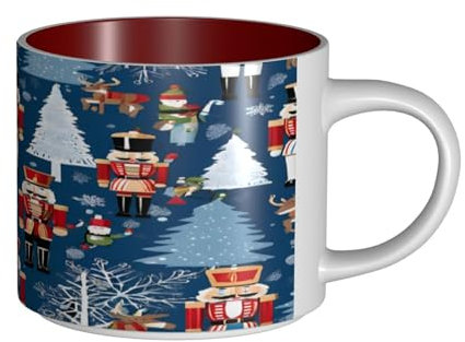 Ttkjshmgc Tasses à café surdimensionnées en céramique pour la maison et le bureau, motif casse-noisette, danse de Noël, motif Casse-noisette, danse de Noël) - Rouge - Grande capacité - Avec prise en