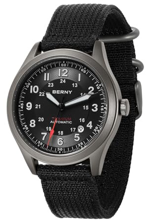 BERNY Titanium Watch for Men Automatic Wrist Watches Super Luminous 10ATM Waterproof Male Analog Mechanical Wristwatch AR Sapphire Lens