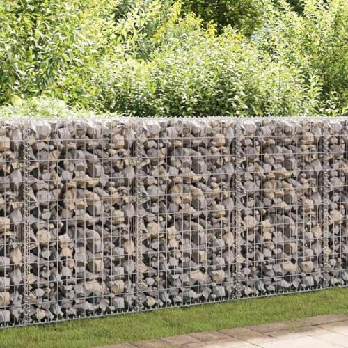 Emmtore Gabionenwand mit Abdeckung Verzinkter Stahl Gabione Steingabionen Steinkorb Wand Mauer 300×50×100 cm