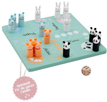 wunderwunsch Ludo Gesellschaftsspiel, Montessori Spielzeug für Kinder, Lernspielzeug Kids, Geschenk Kindergeburtstag, auf Wunsch personalisiert mit Wunschnamen