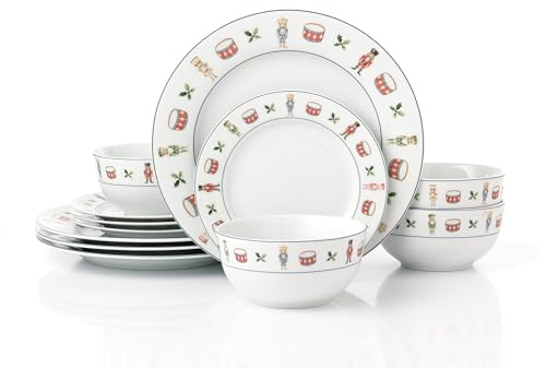 Christmas Nutcracker Porcelain Dinner Set, 12 Pieces