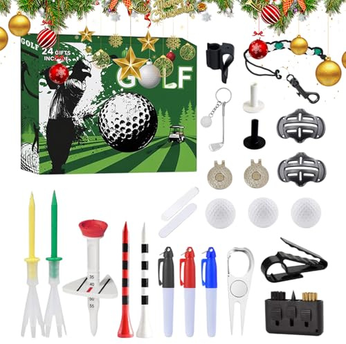 Calendario 'Avvento Golf,24 giorni di da golf | accessorio sportivo con segnalibro a sfera per regalo padre fidanzato marito compleanno festa regalo festa per giocatore