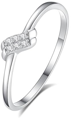 Stfery Platin Diamantring mit Knoten für Damen, Stapelring Echtschmuck Gr.53 (16.9)
