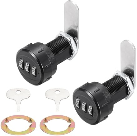 PATIKIL 2PCS Combination Cabinet Lock, 1-1/8Inch 3-Digit Keyless Metal Drawer Small Round Head Locks with for Kitchen Cabinet Closet Cupboard Locker Wooden Door, Black
