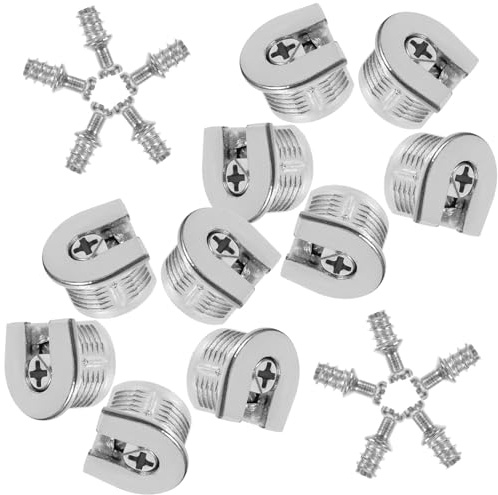 TOMETURE Schrankverbinder 6mm 10 Stück aus Zinklegierung und Eisen mit Schrauben Silber Einfache Montage und Demontage für Schrank und Möbel