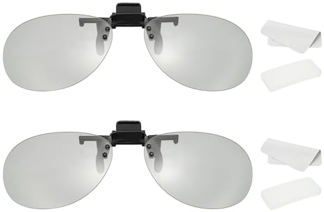 sourcing map 1 juego de gafas polarizadas 3D con clip, marcos circulares pasivos de gafas de visión 3D con funda de vidrio y paño para gafas para películas RealD, teatro, juegos, TV (clip de metal)