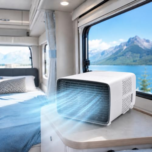 Mini Aire Acondicionado Portátil 2700 BTU, Unidad Compacta con Compresor 280W, Aire Frío Silencioso 45dB, 3 en 1 Enfriador Deshumidificador Ventilador, Control Remoto para Habitación y Camper