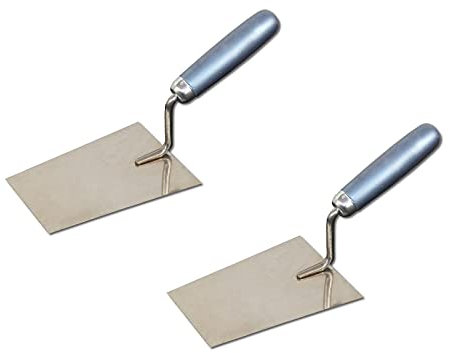DEWEPRO 2er Set Tiroler Maurerkelle G-Hals 160x115x90mm Edelstahlblatt 1,0mm Gerade Halsform Rostfrei Lackierter Holzgriff Profi Kelle für Mauerwerk Putzen Verputzarbeiten